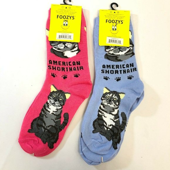 2 PAIRS Foozys Women's Socks AMERICAN SHORTHAIR - Picture 3 of 4